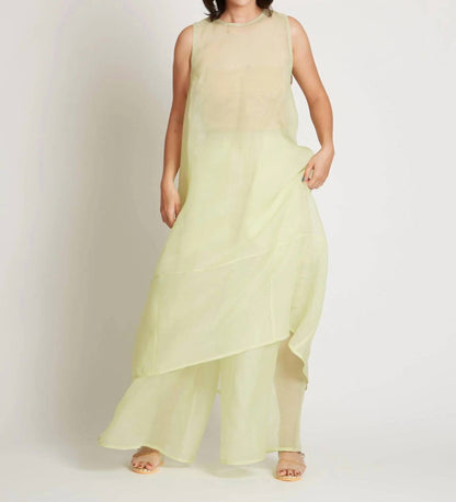 Marble Pleated Silk Organza Wide Leg Pants