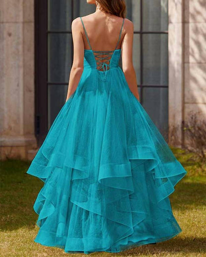 Princess Tulle V Neck Prom Dress