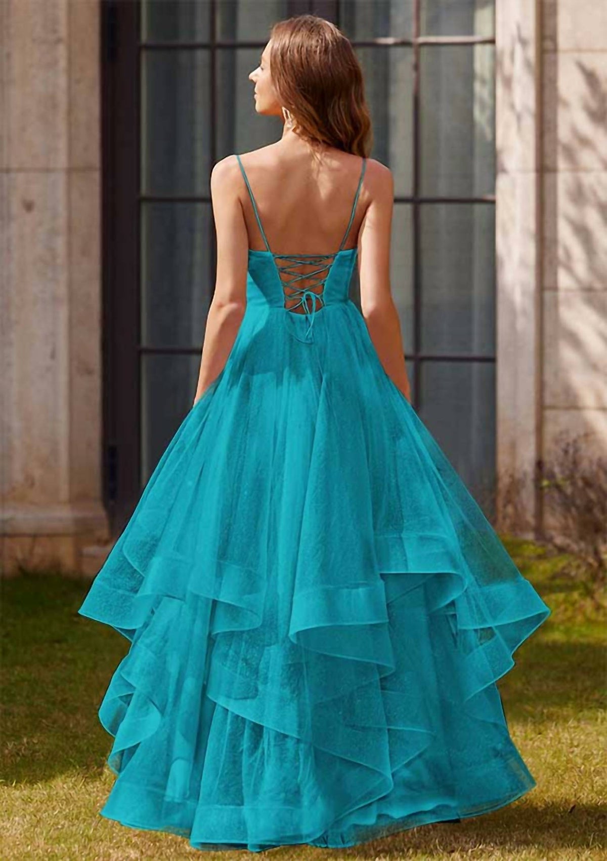 Princess Tulle V Neck Prom Dress