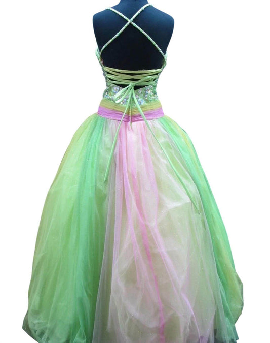 Precious Formals - Beaded Tulle Lace-up Back Ballgown - Rack Hunt -