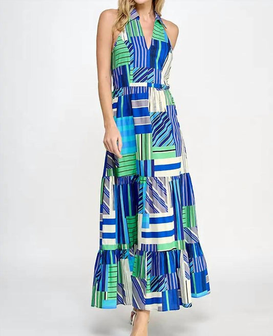 Ocean Mirage Halter Midi Dress