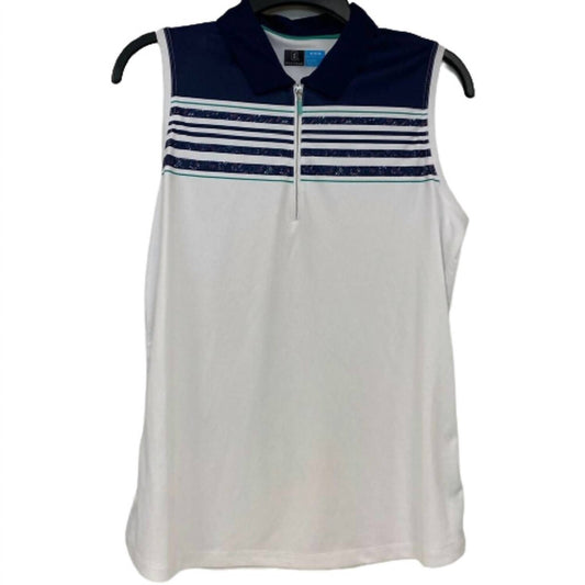 Women's Striped Zip Sleeveless Golf Polo