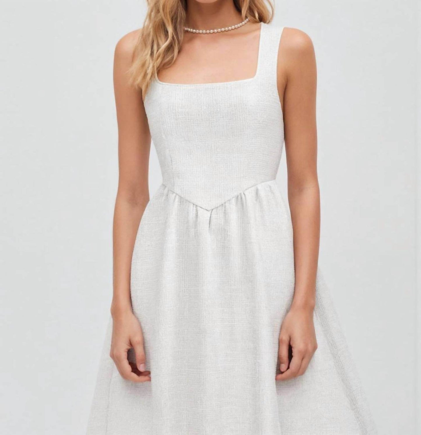 Cider - Tweed Square Neck Ruffle Midi Dress - Rack Hunt -