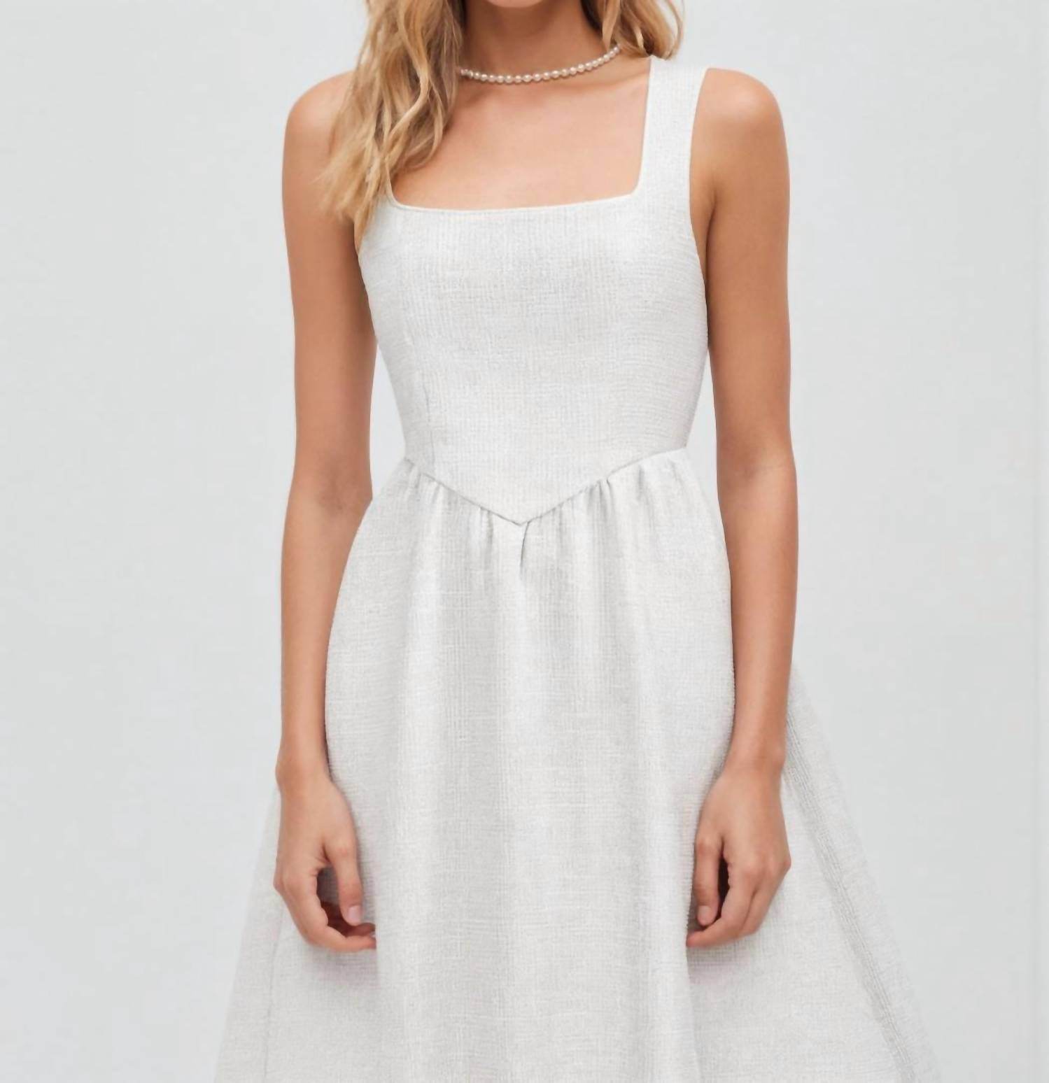 Cider - Tweed Square Neck Ruffle Midi Dress - Rack Hunt -