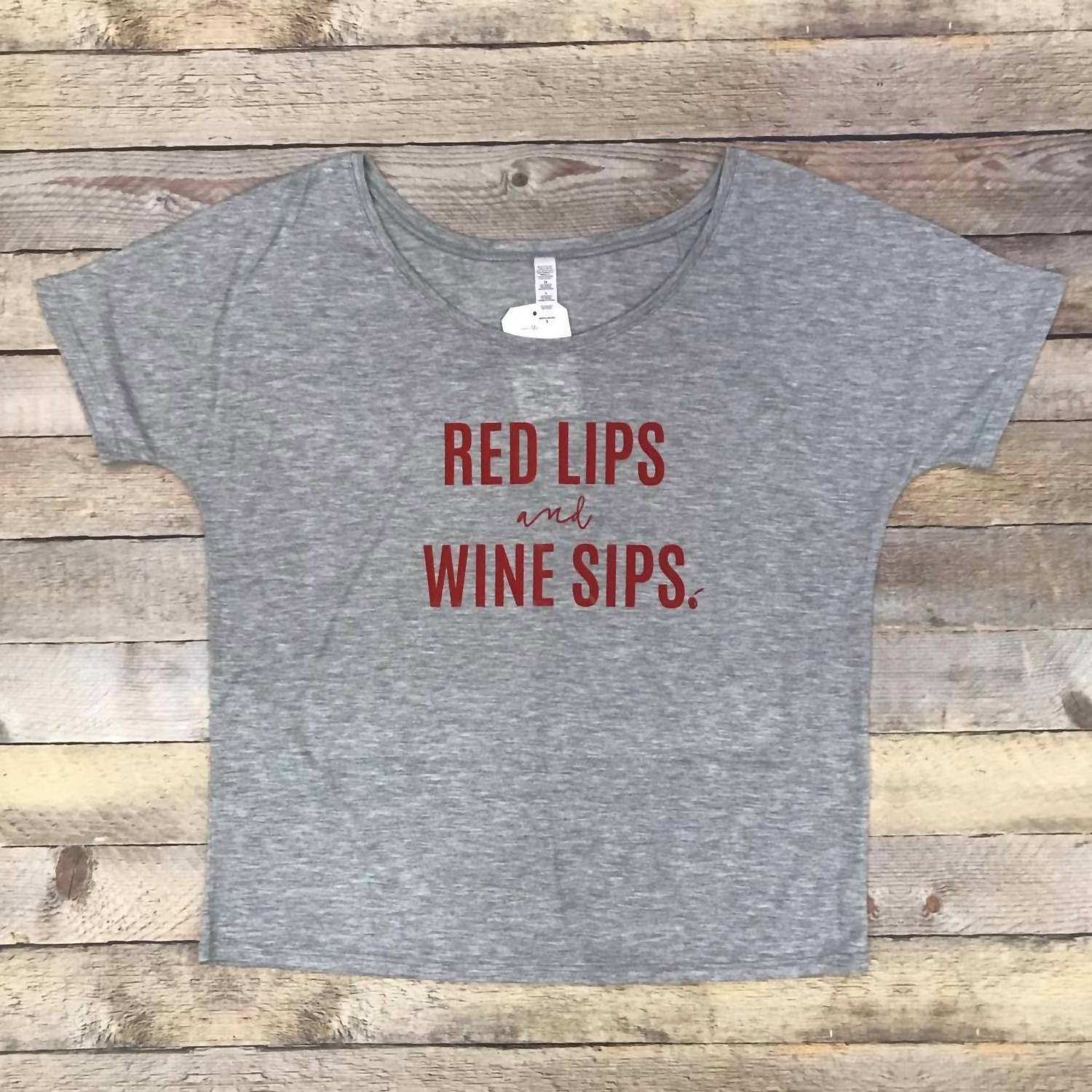 The Minted Olive - Women's Red Lips & Wine Sips Tee - Rack Hunt