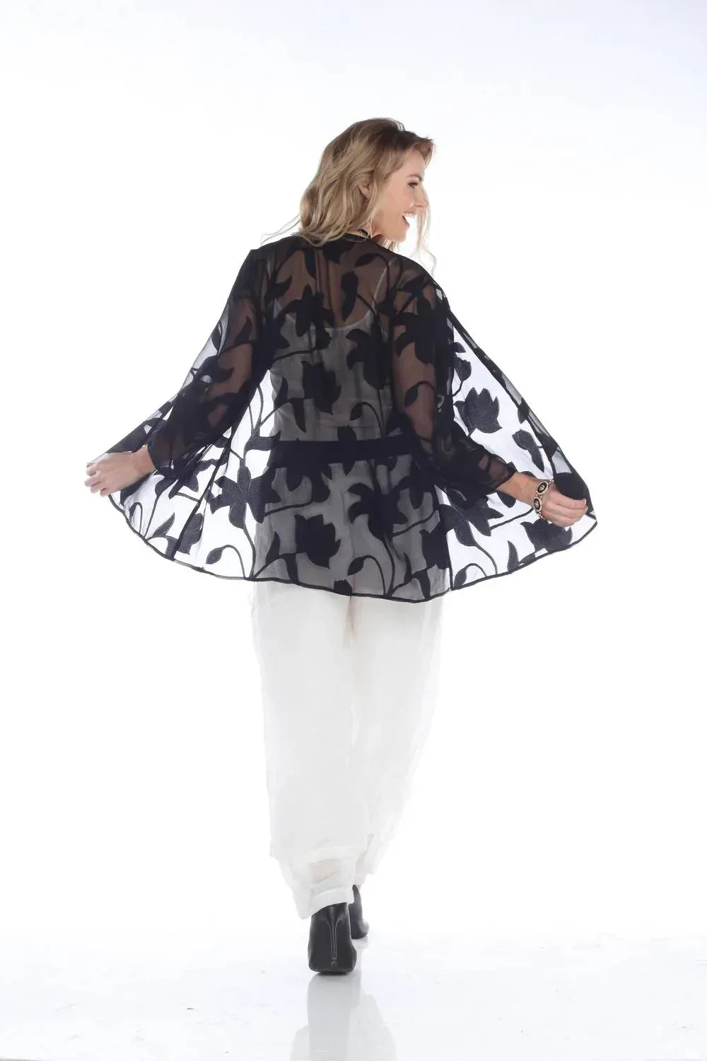 ARIAS - Floral Open-front Kimono Cardigan - Rack Hunt