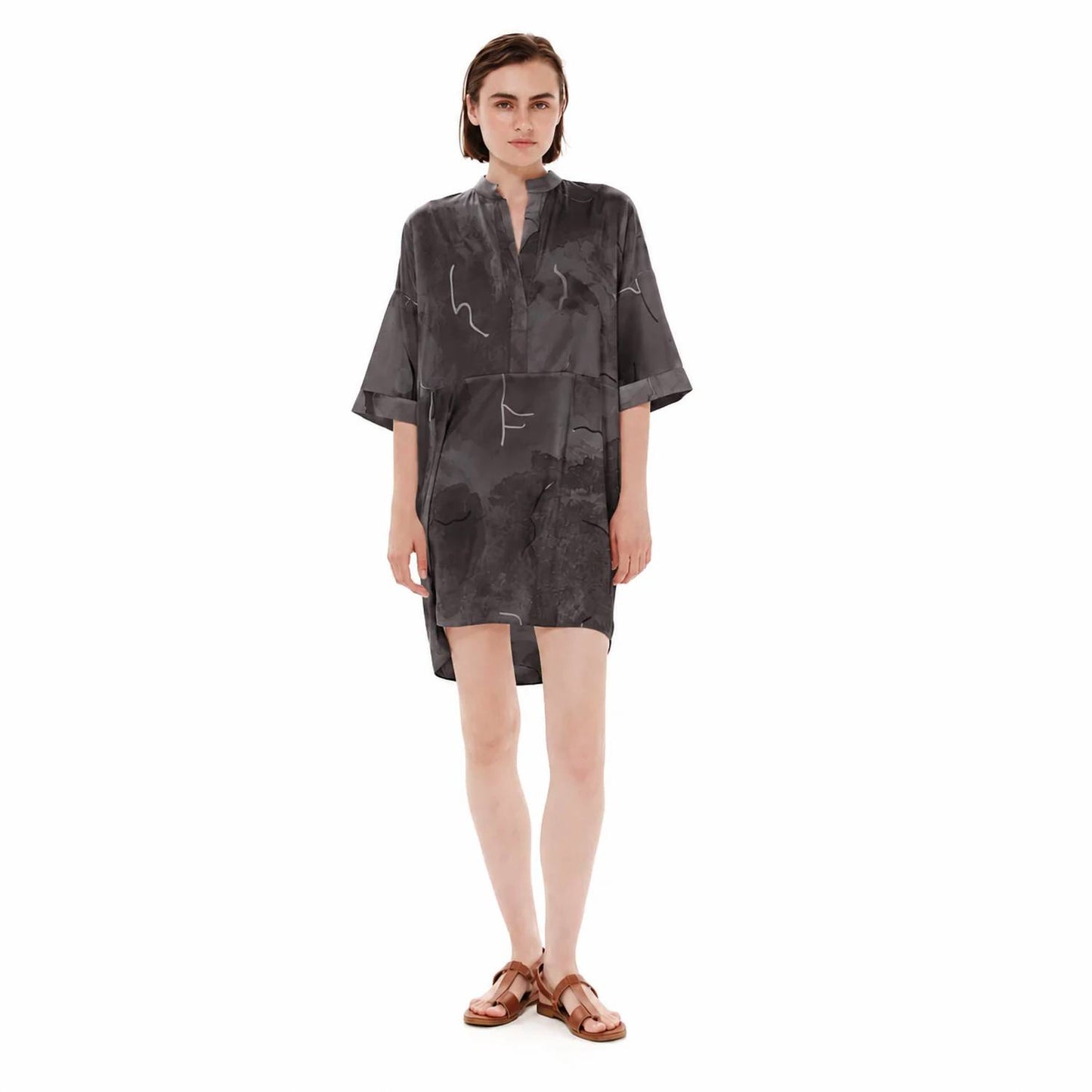 Abstract Silkiness Mini Short Sleeved Dress