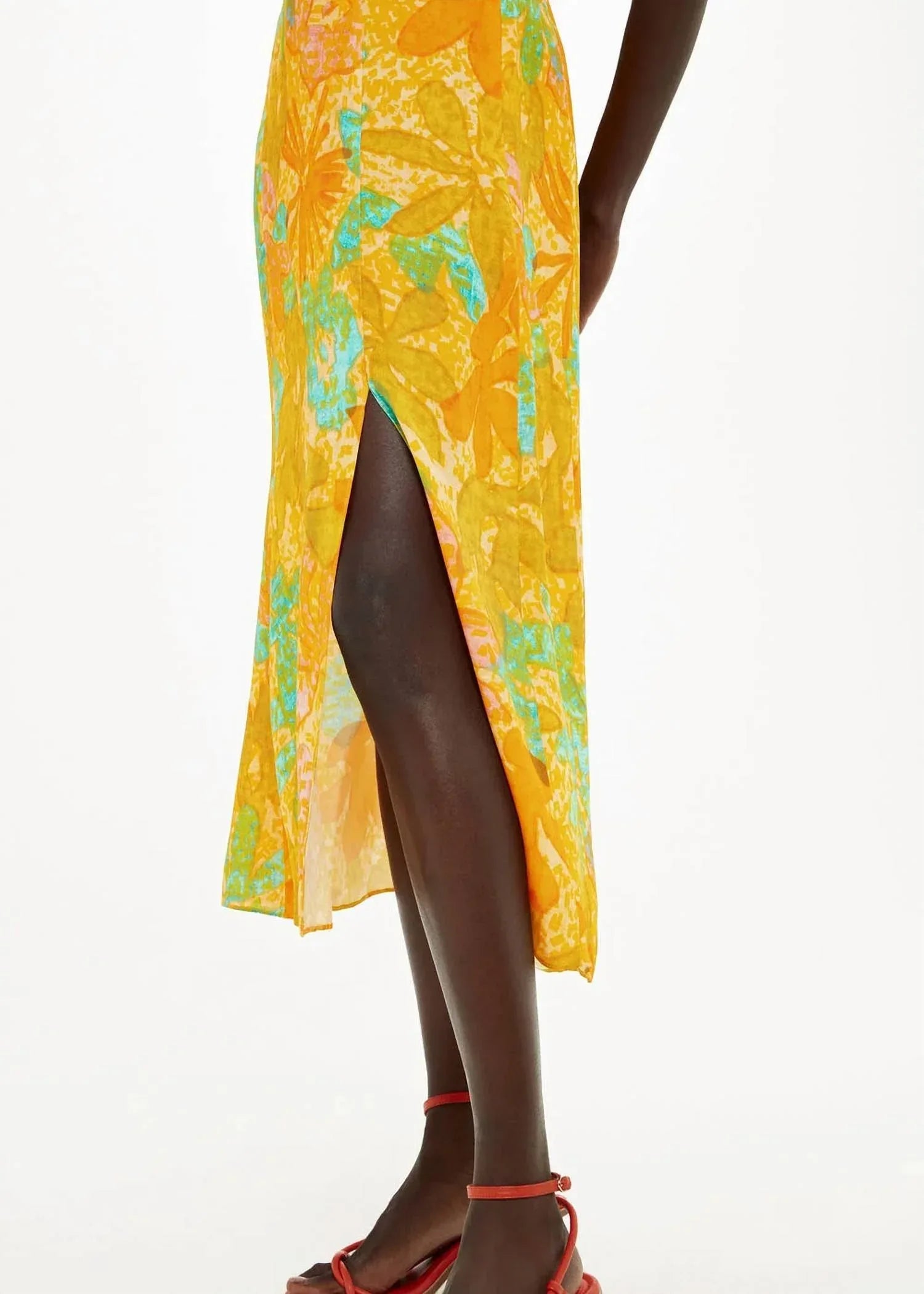 Whistles - Palm Floral Carmel Midi Dress - Rack Hunt