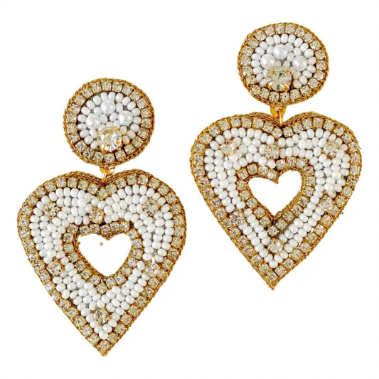 Women's Pearl Open Heart Earrings