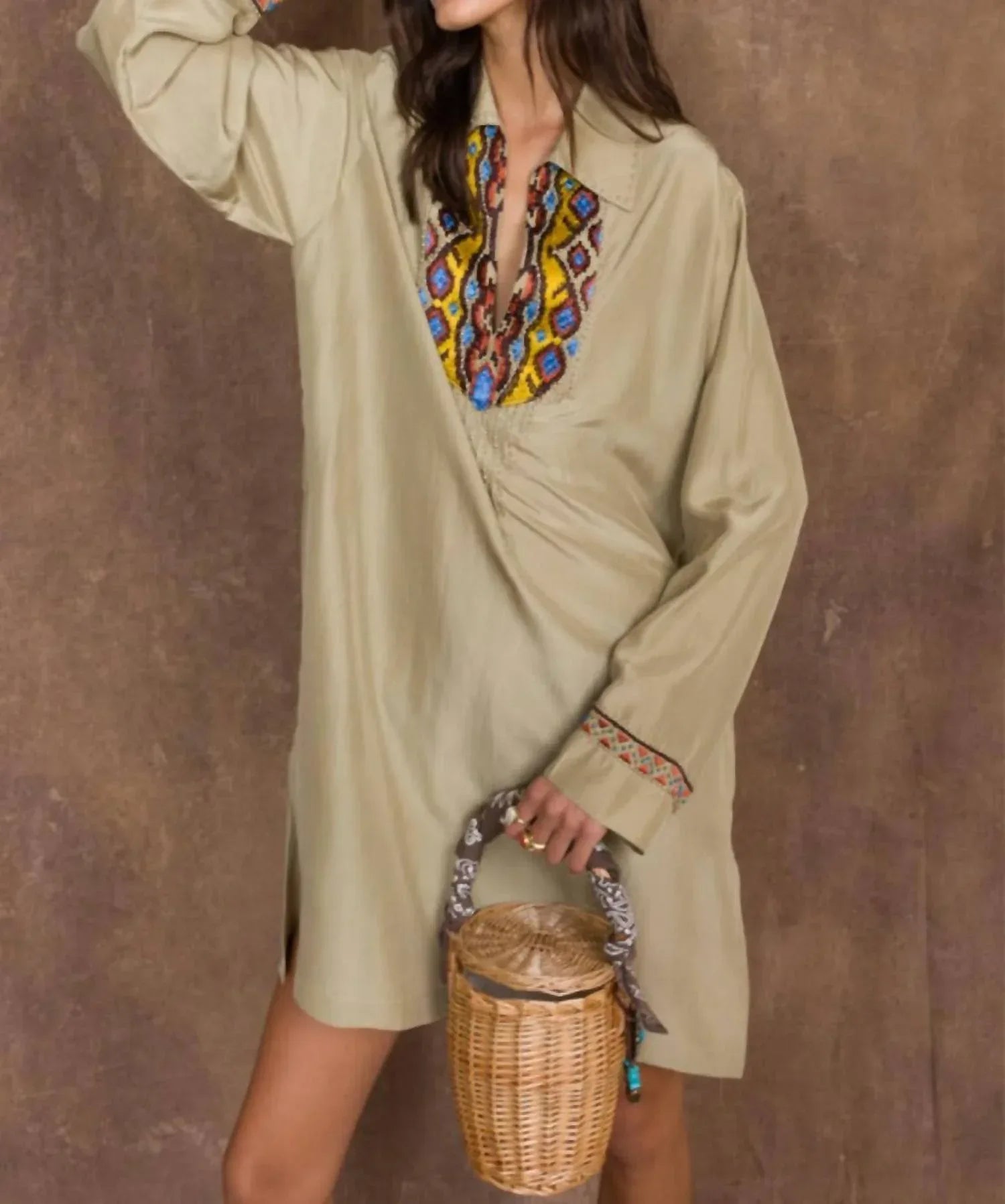 Fortela - Woven Embroidered Midi Dress - Rack Hunt