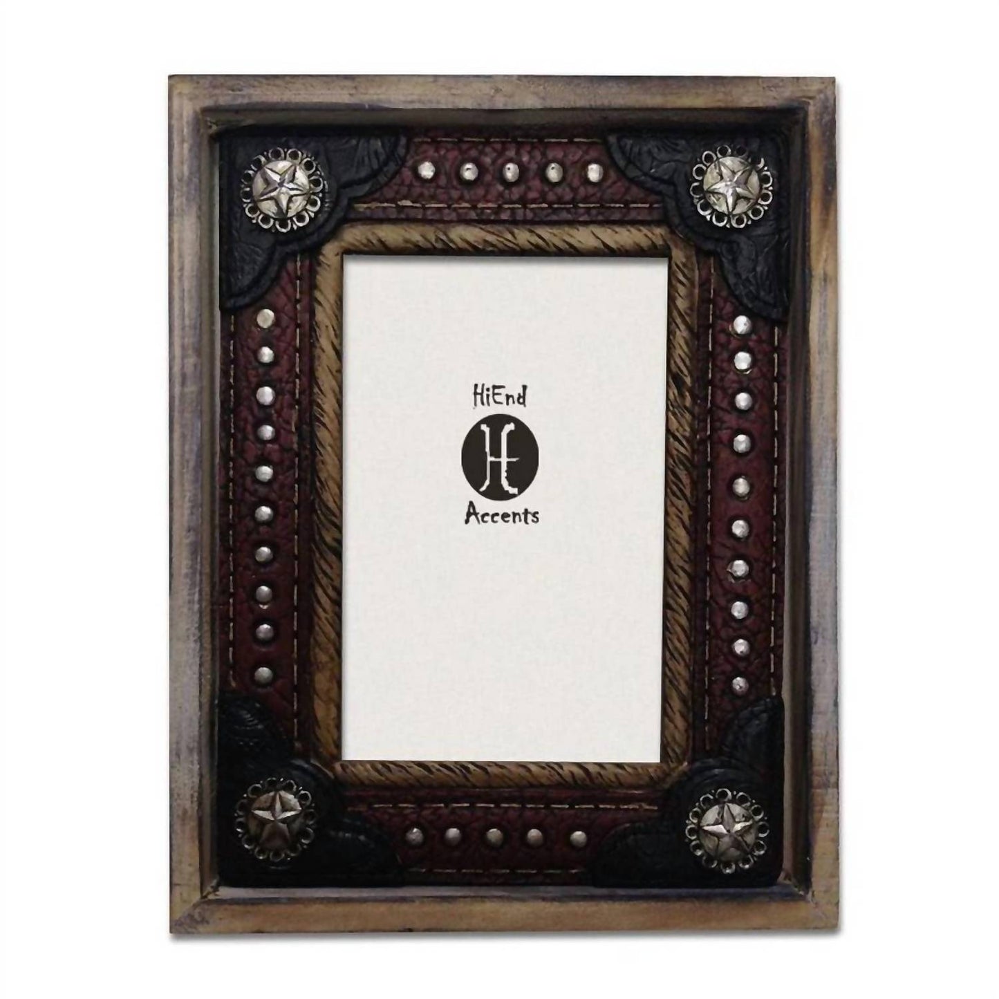 Wood With Resin Leather Insert Picture Frame