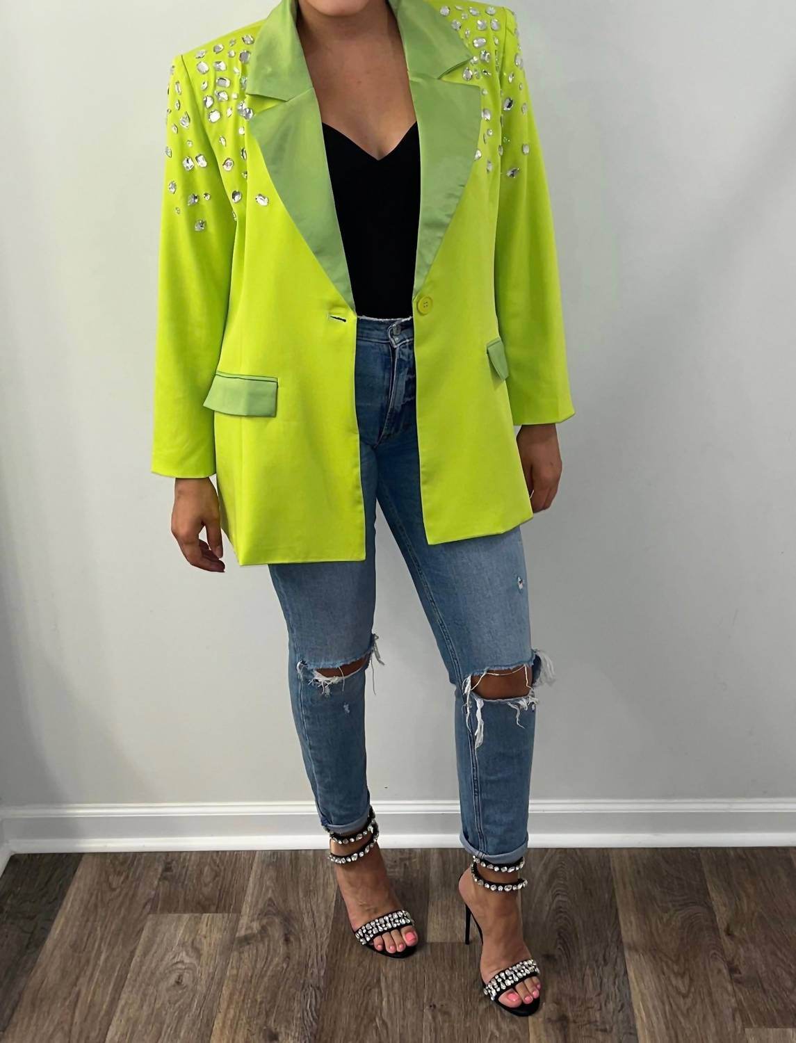 Denim Love - Oversized Rhinestone Blazer - Rack Hunt