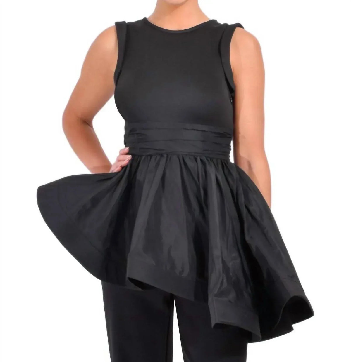 Theo & Spence - Theia Peplum Mix Media Top - Rack Hunt