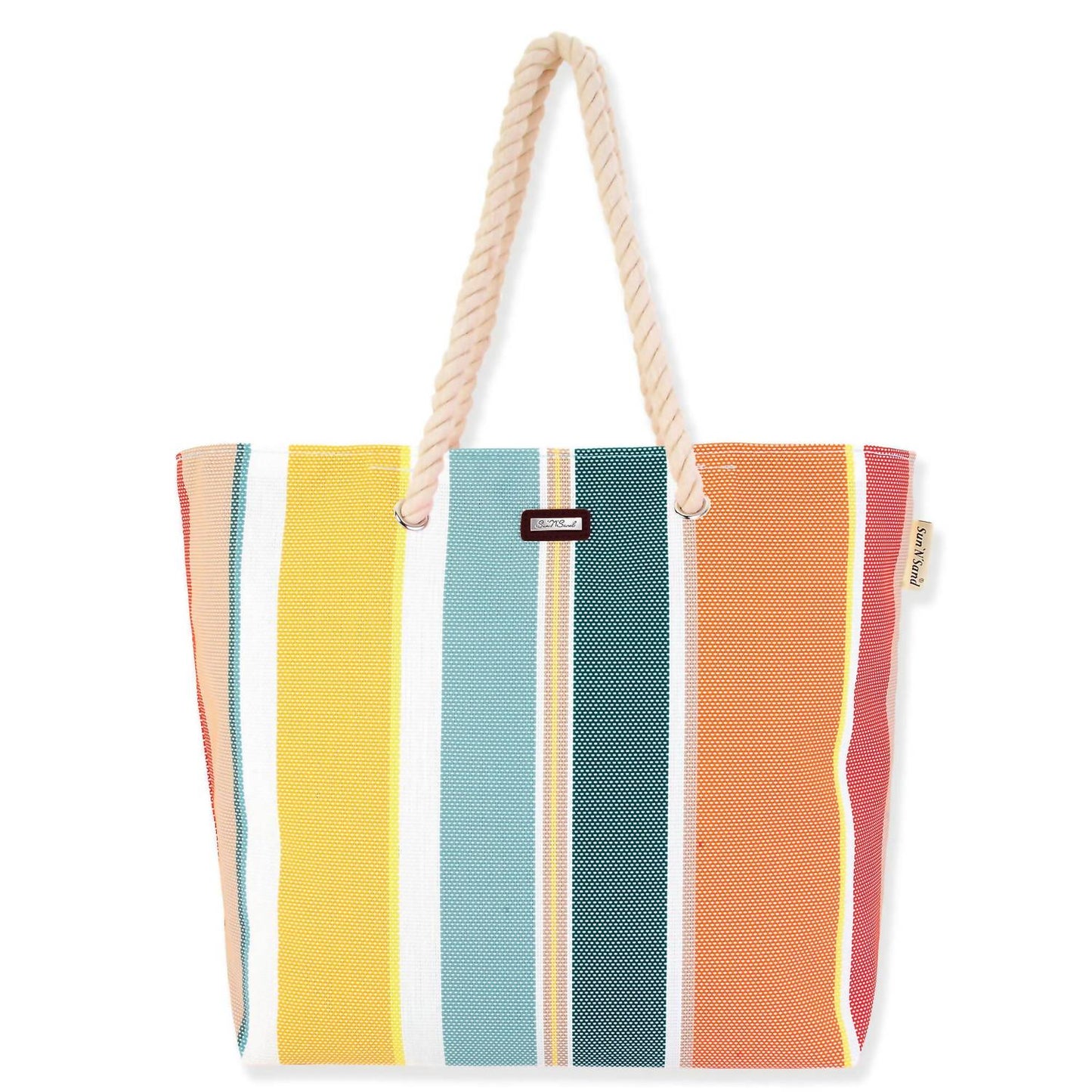 Women's Striped Poly Shoulder Tote Bag