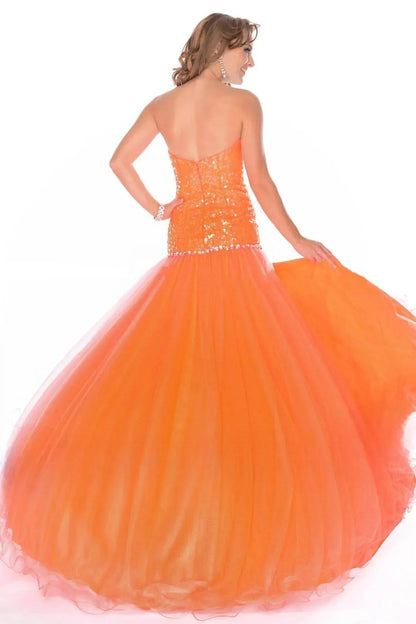 Precious Formals - Strapless Sweetheart Drop Waist Ballgown - Rack Hunt