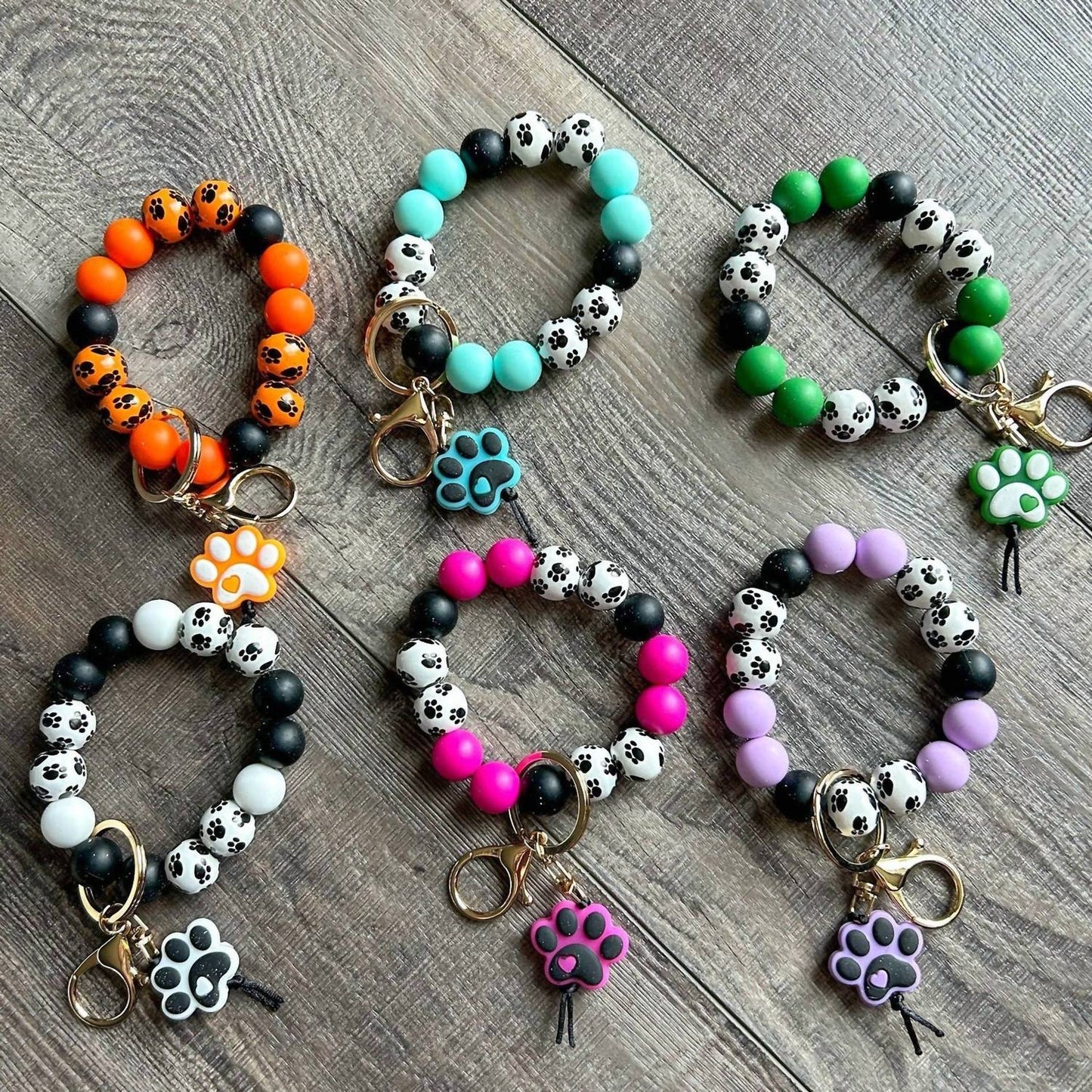 Women's Paw Print Beaded Wristlet Bag Charm