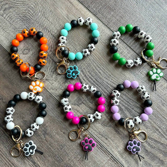 Women's Paw Print Beaded Wristlet Bag Charm