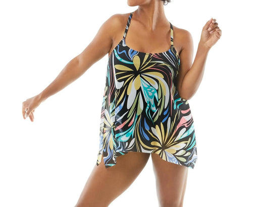 Current Mesh Layer Underwire Tankini Top