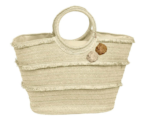 Kaleidoscope Accessories - Women's Woven Straw Tote With Round Handle - Rack Hunt -