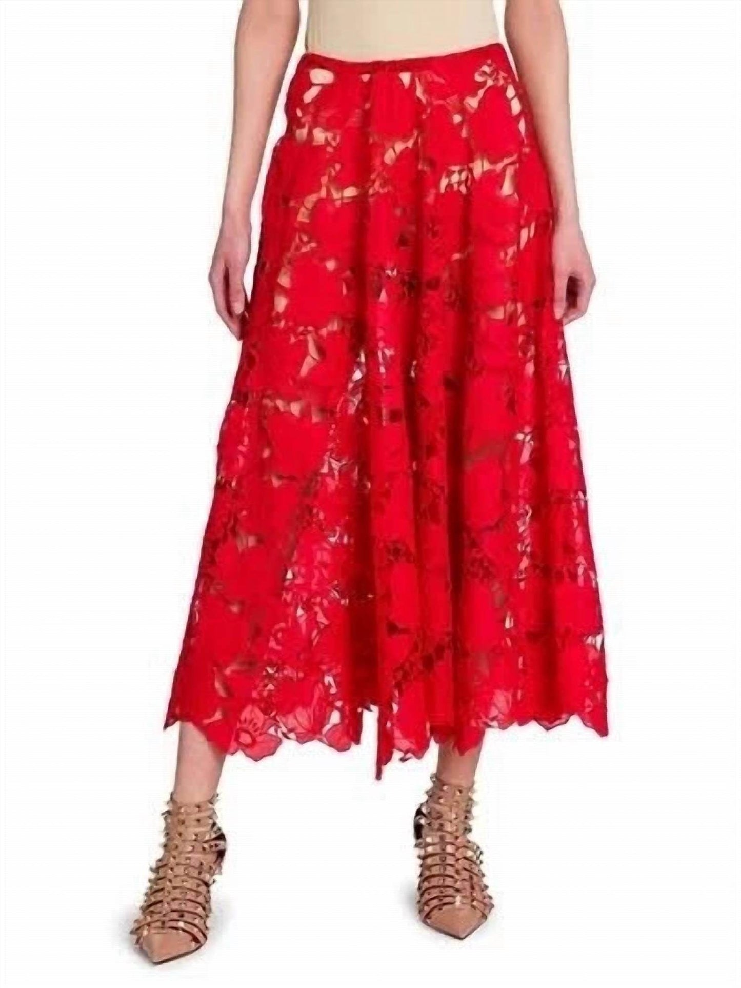 Valentino - Mussoline Carving Lace Midi Skirt - Rack Hunt