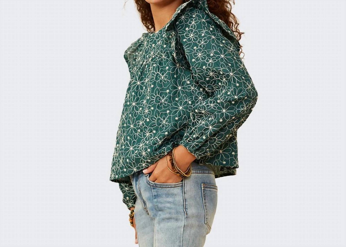 Floral Embroidered Ruffle Top