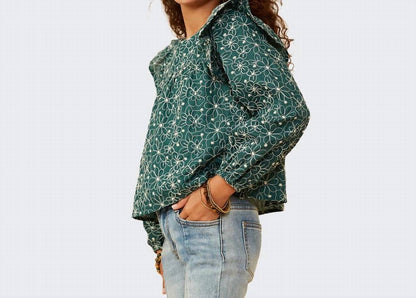 Floral Embroidered Ruffle Top