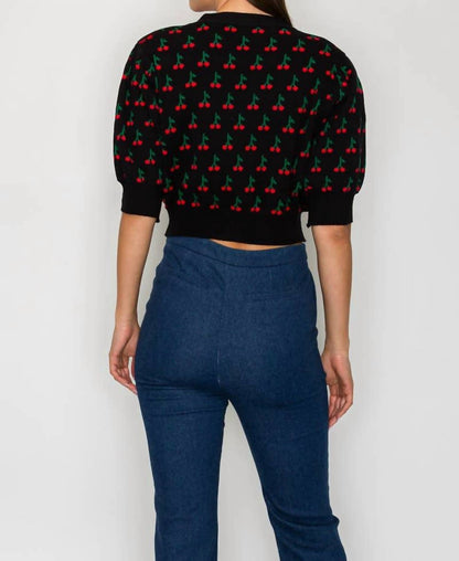 Cute As Cherry Crop Sweater