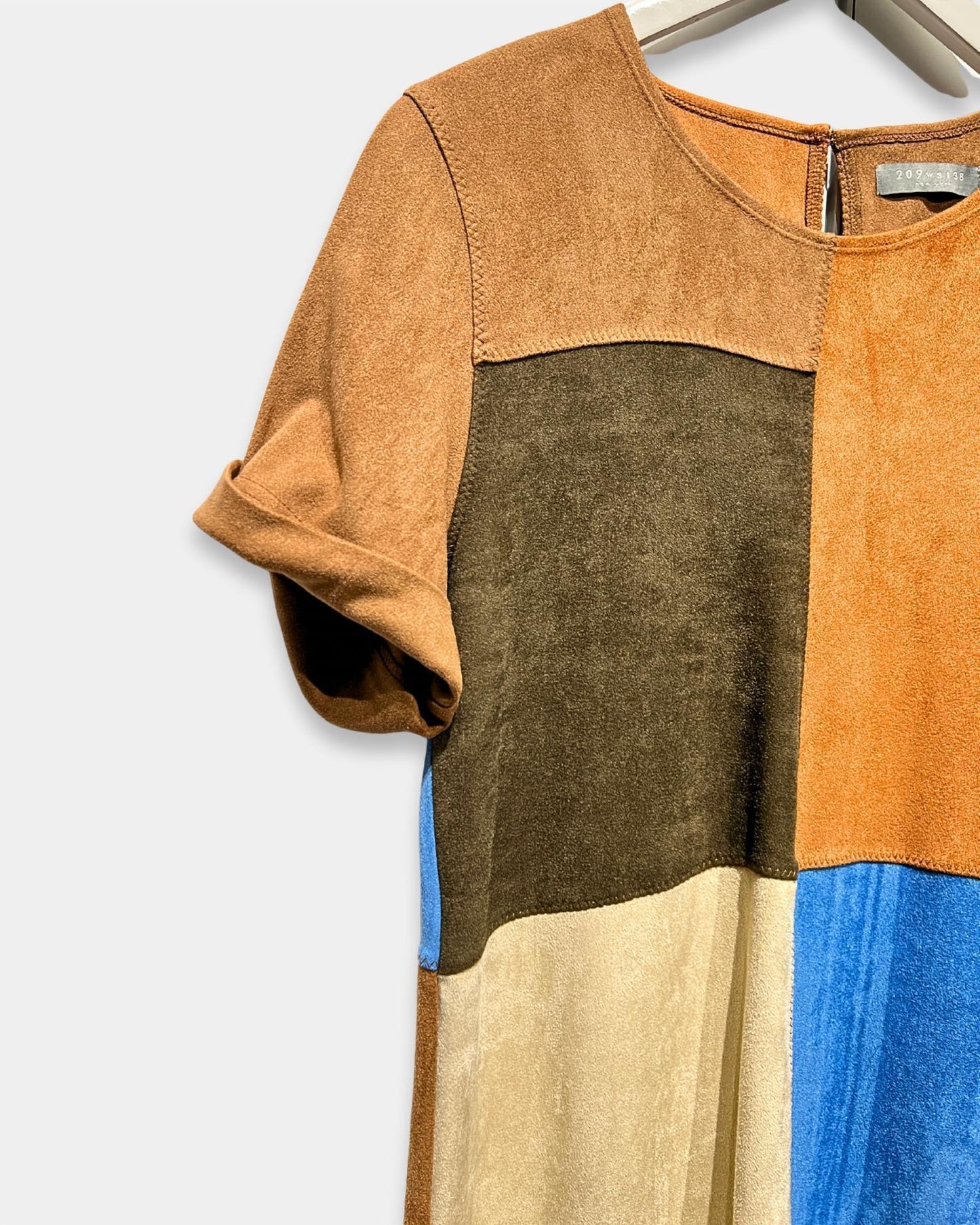 209wst38 - Women's Suede Short Sleeve Mini Dress - Rack Hunt