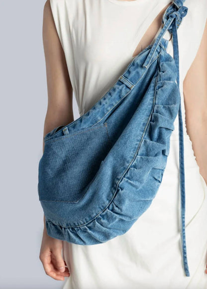 Women's Ruffle Denim Crossbody Bag