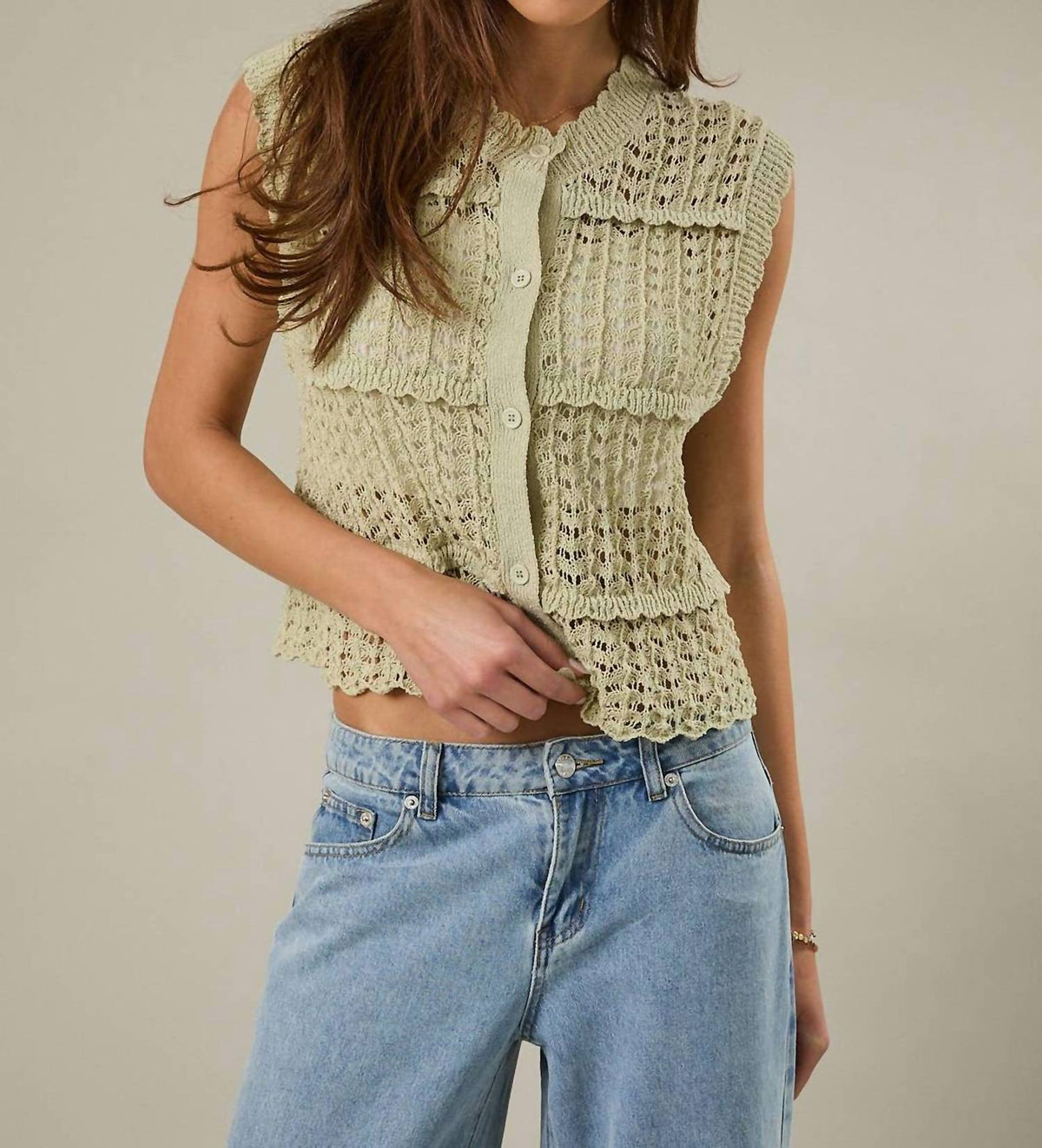 Sleeveless Knit Cardigan