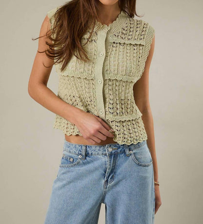 Sleeveless Knit Cardigan
