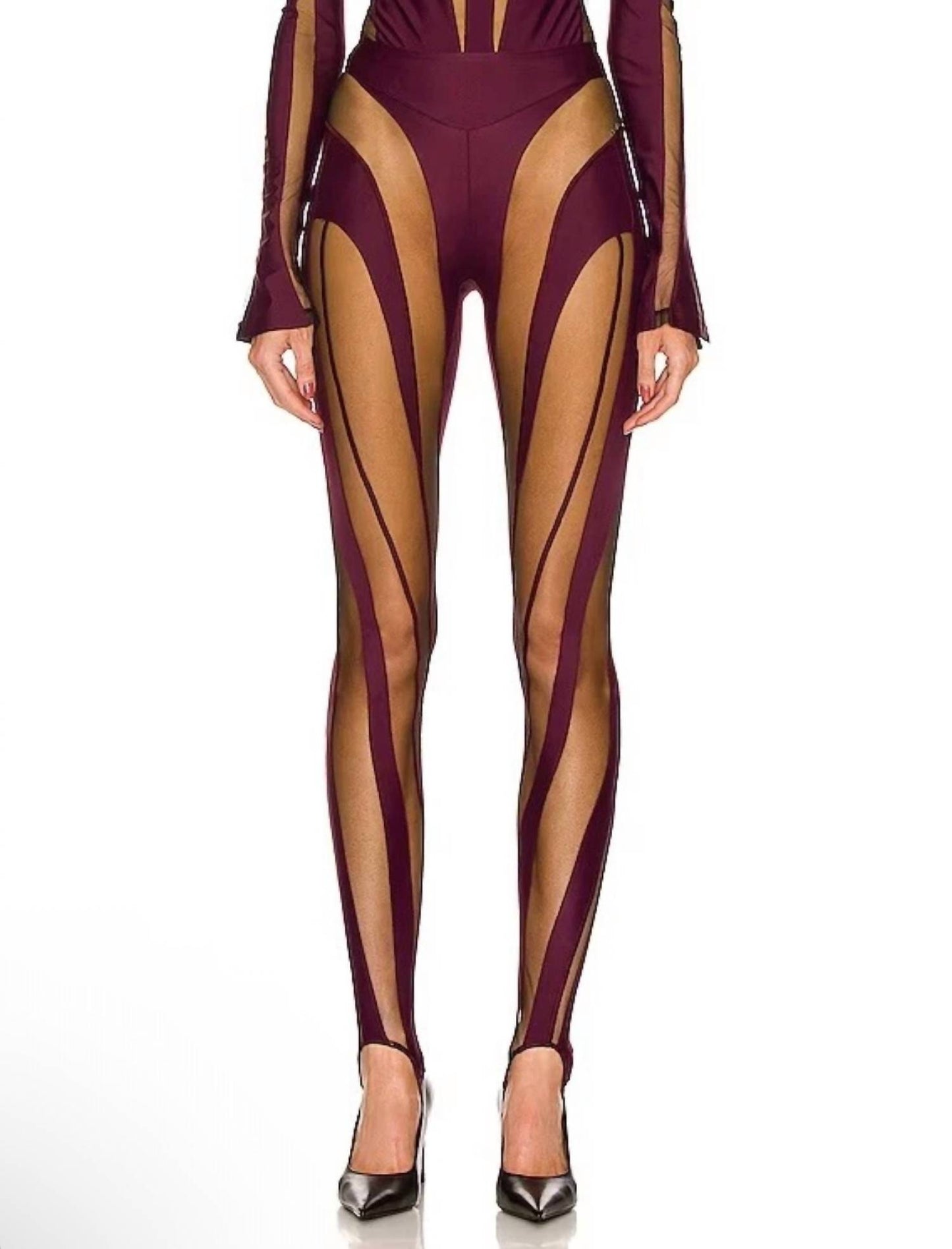 Sheer Spiral Stirrup Leggings