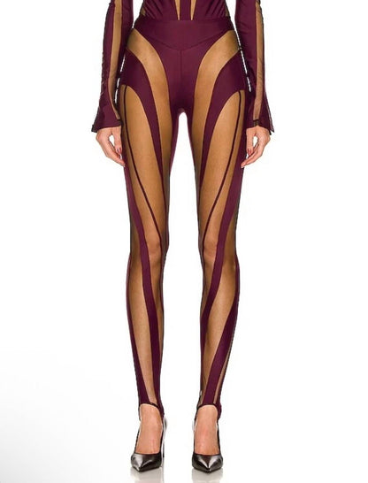 Sheer Spiral Stirrup Leggings