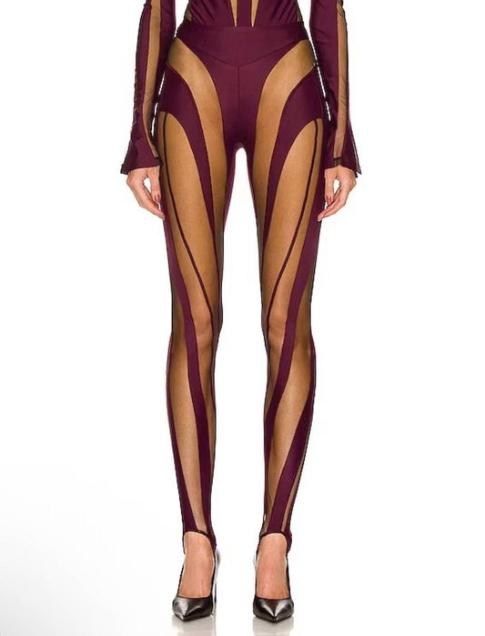 Sheer Spiral Stirrup Leggings