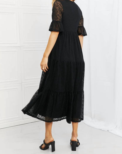 Lovely Lace Tiered Midi Dress