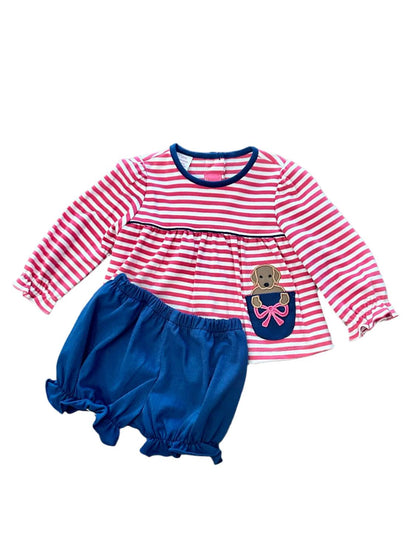 Girls Lab Puppy Long Sleeve Bloomer Set