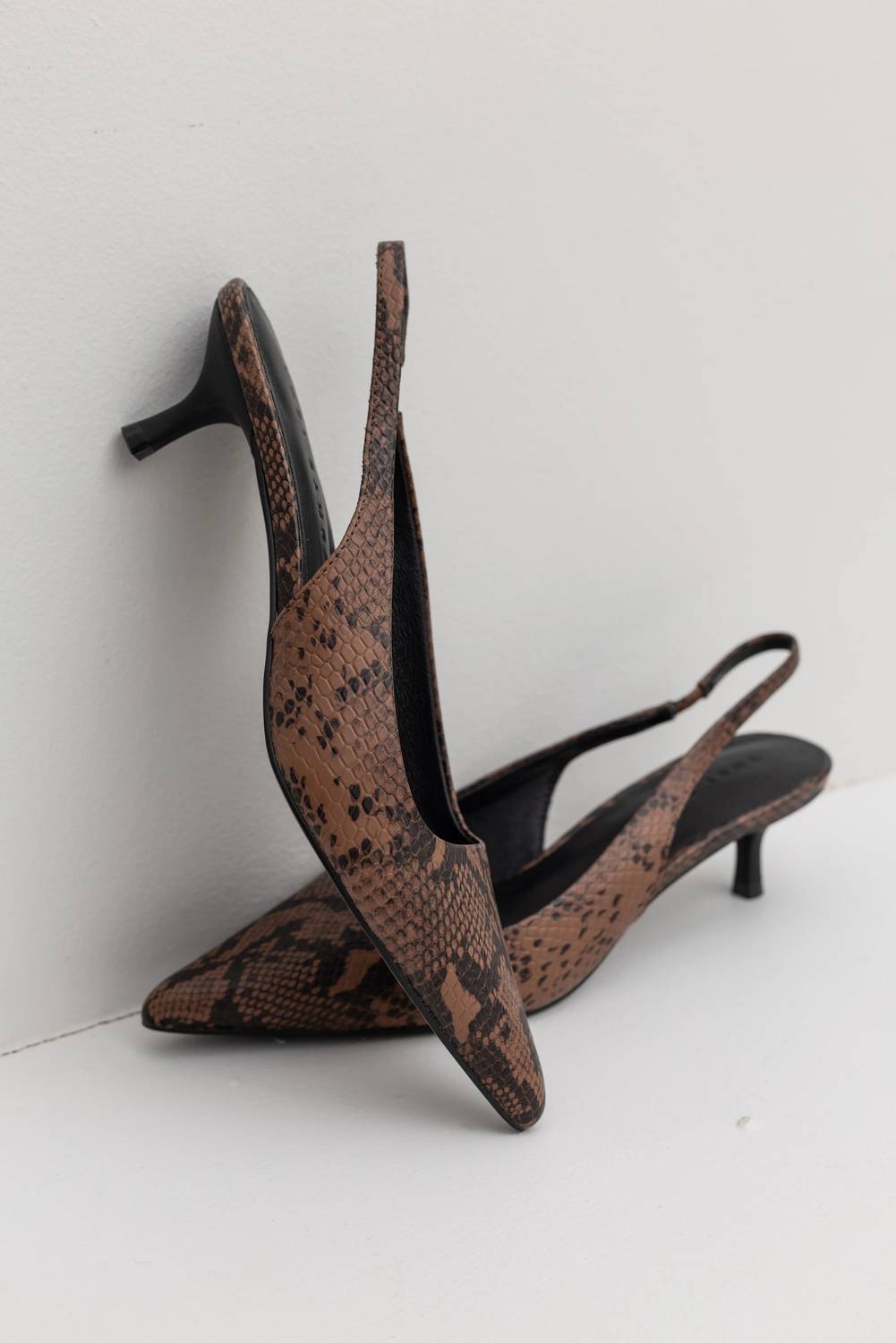 Women's Delilah Snake Skin Leather Kitten Heels