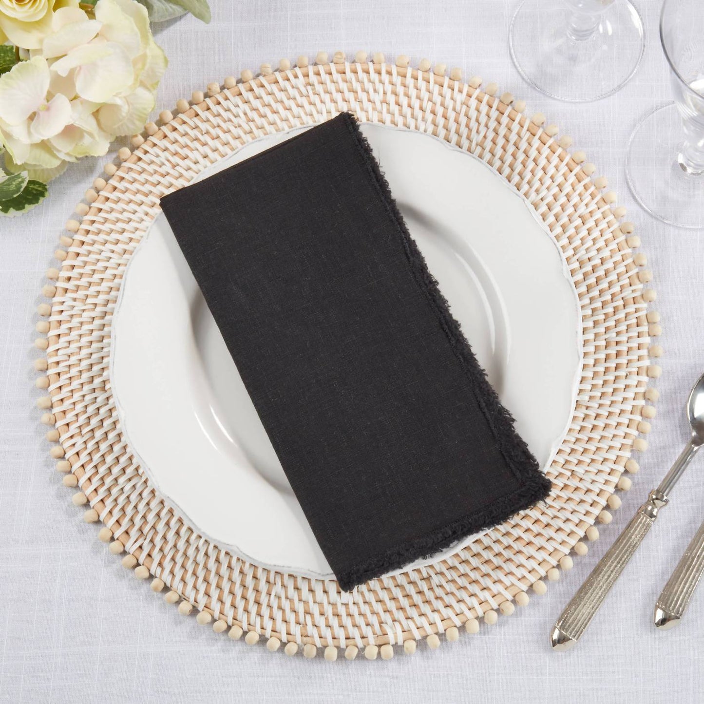 Fringed Design Stone Washed Napkins - Set Of 4