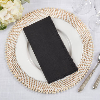 Fringed Design Stone Washed Napkins - Set Of 4