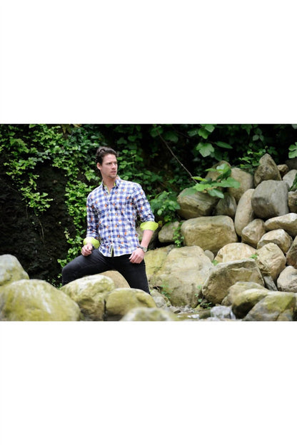 Men's Digital Paint Shirt With Solid Trim