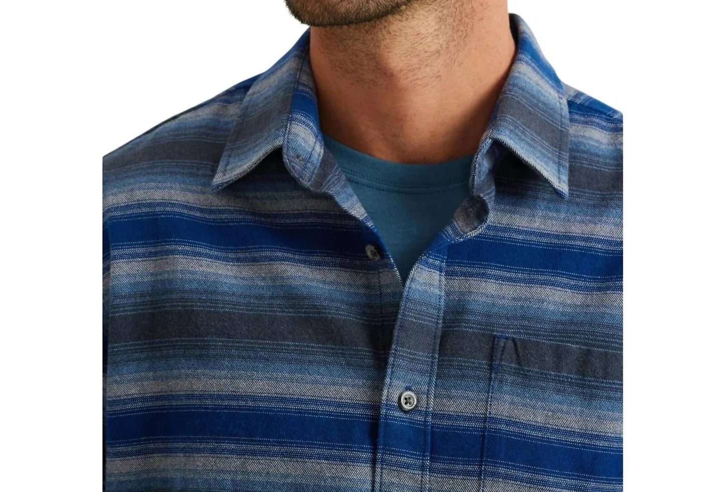 Striped Long Sleeve Flannel Button Up Shirt