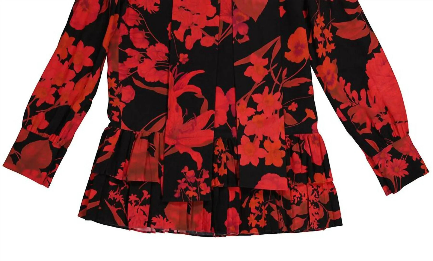 Valentino - Floral Print Pleated Trim Blouse - lifestyle view - Rack Hunt