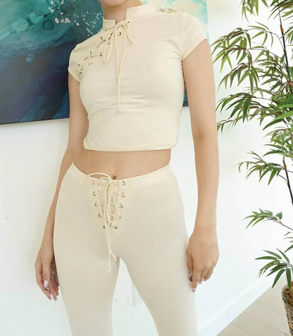 Koy & Victoria - Zara Lace Up Crop Top - Rack Hunt