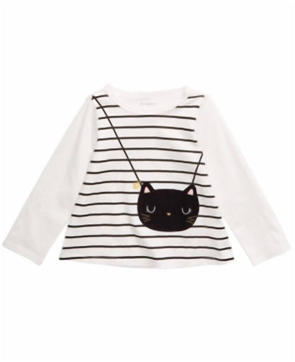 Infant Girls Cotton Cat Purse T-shirt