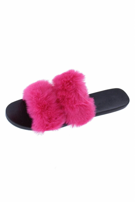 Women's Full Moon-15 Double Fur Strap Slides