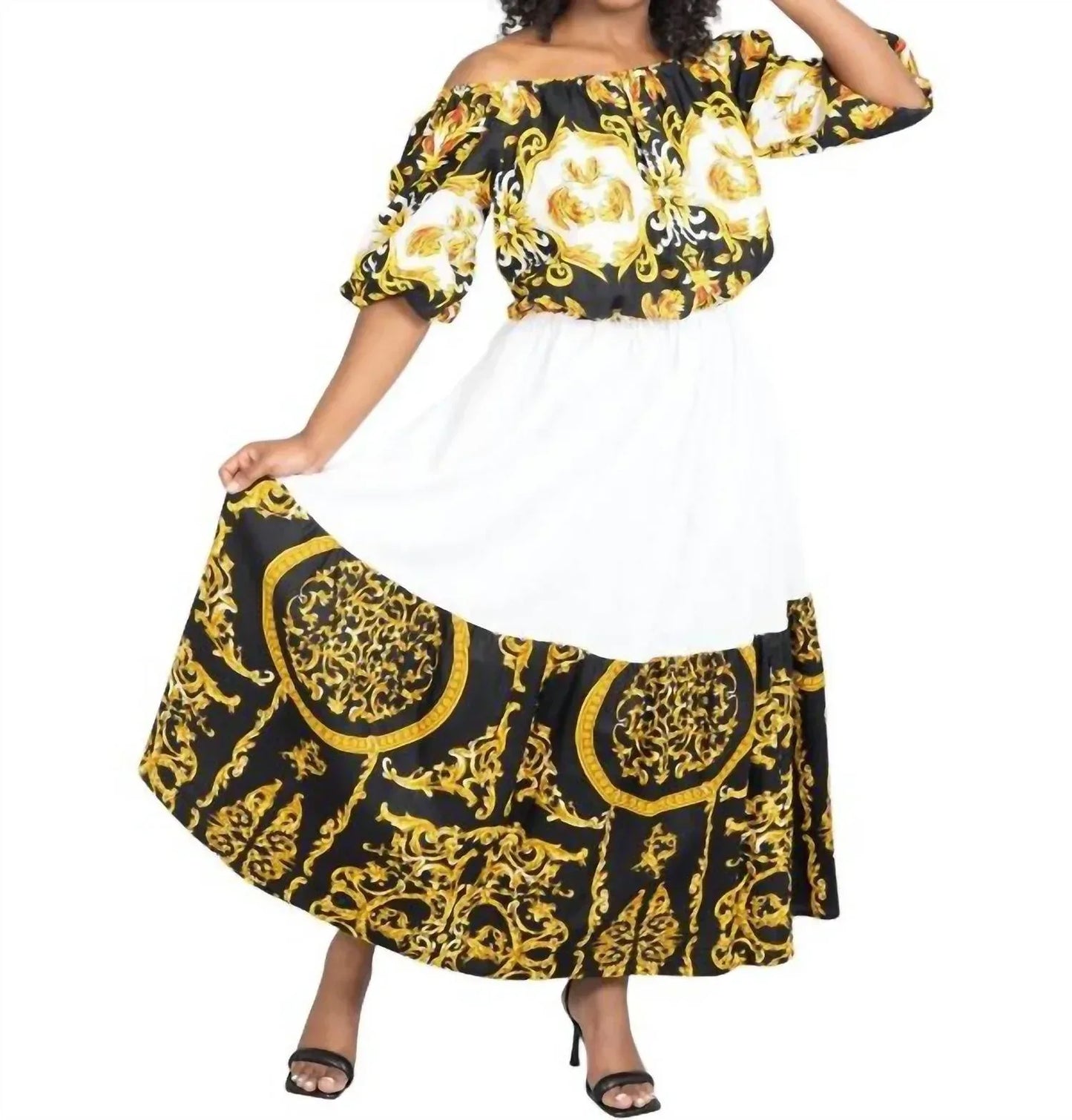 Kara Chic - African Print Off-shoulder Maxi Dress - Rack Hunt
