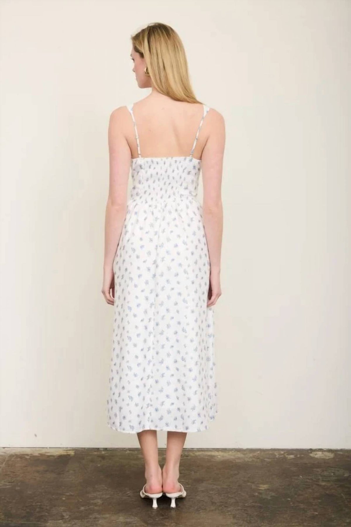 Floral Sleeveless Front Tie Corset Midi Dress