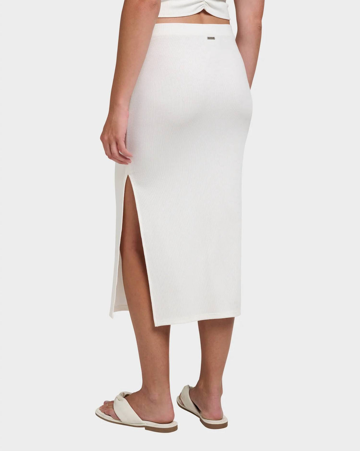 Cora Bay Solid Ribbed Midi Skirt