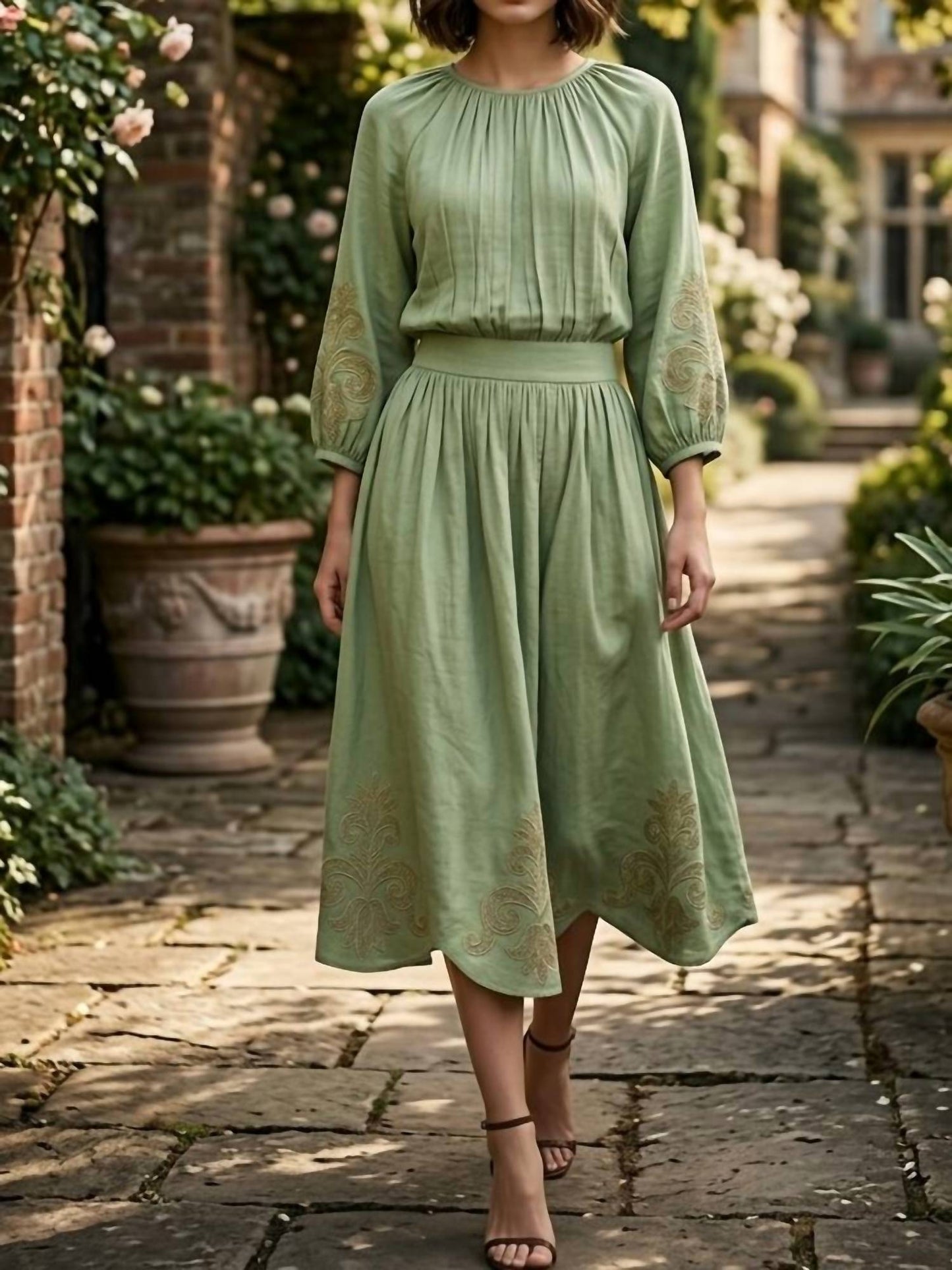 Gathered Midi Skirt
