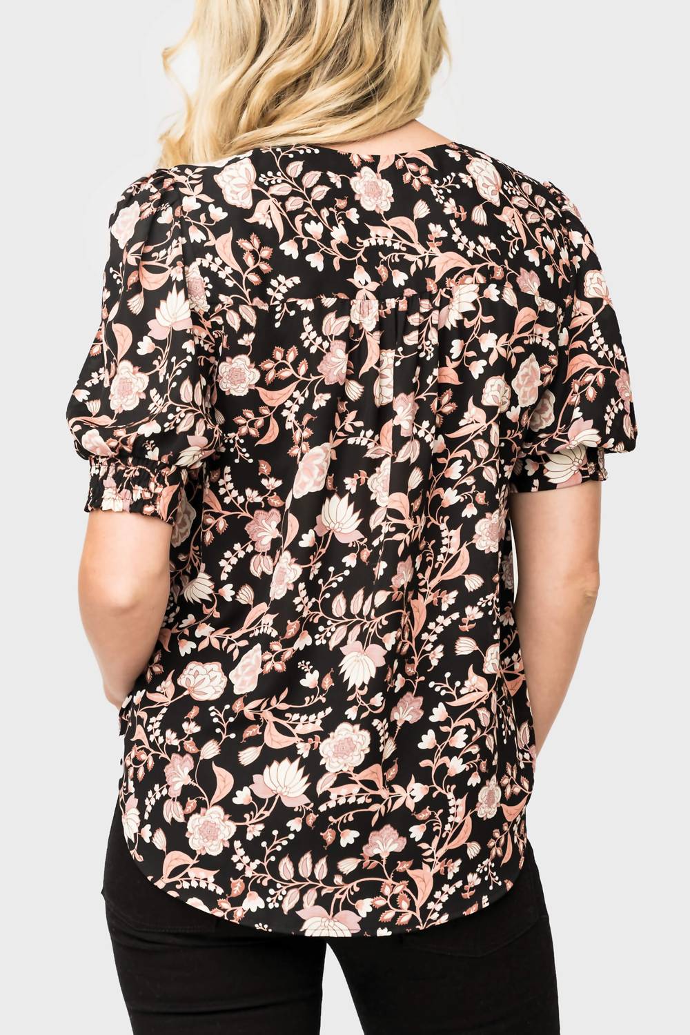 Puff Sleeve V-Neck Blouse